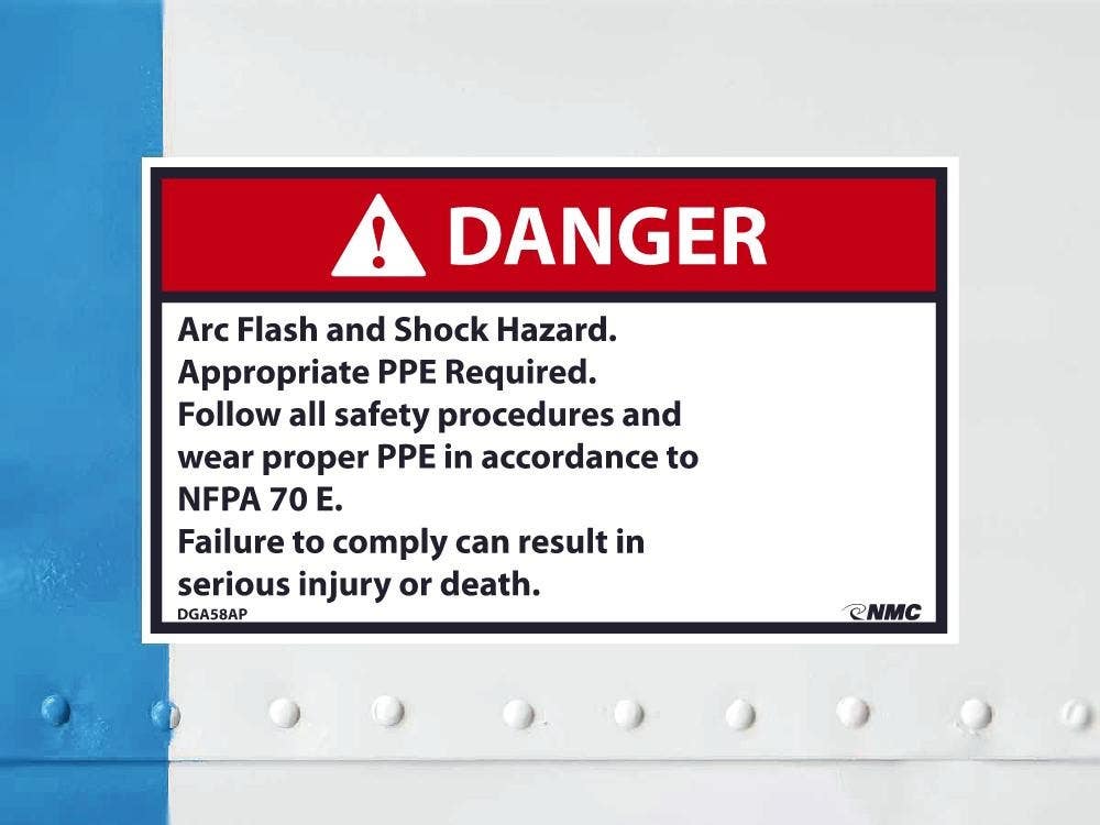 AccuformNMC LELC ANSI Danger Arc Flash Safety Label, Arc Flash And Shock Hazard (Symbols)