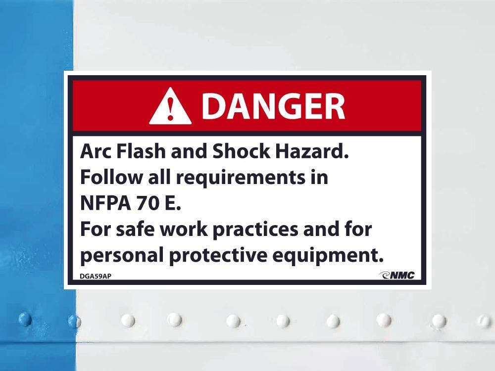 AccuformNMC DGA59AP Danger, Arc Flash And Shock Hazard Label, PS Vinyl, 3" x 5", 5/Pk