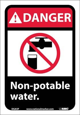 AccuformNMC MRAW ANSI Danger Safety Sign, Non-Potable Water Do Not Drink