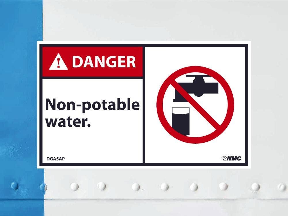 AccuformNMC DGA5AP Danger, Non-Potable Water Label, PS Vinyl, 3" x 5", 5/Pk