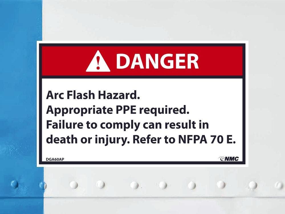 AccuformNMC DGA60AP Danger, Arc Flash And Shock Hazard Label, PS Vinyl, 3" x 5", 5/Pk