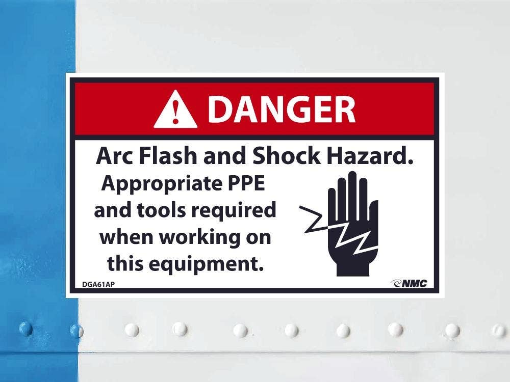 AccuformNMC LELC130 ANSI Warning Safety Label, Arc Flash & Shock Hazard…, Adhesive Dura-Vinyl, 3-1/2" x 5"