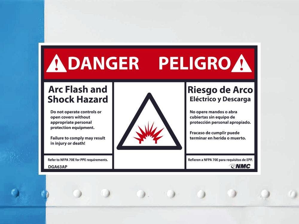 AccuformNMC SBLSPS140 Arc Flash And Shock Hazard Label, Adhesive Dura-Vinyl, 3-1/2" x 5"