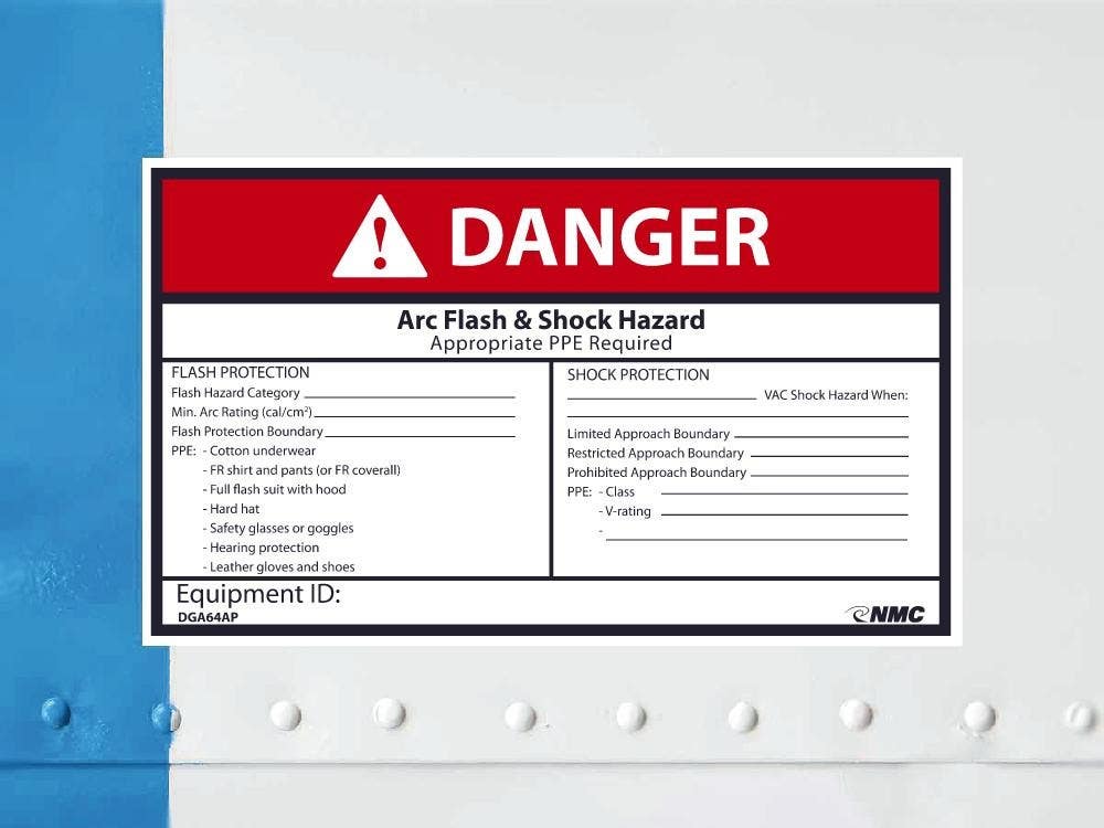 AccuformNMC DGA64AP Danger, Arc Flash And Shock Hazard Label, PS Vinyl, 3" x 5", 5/Pk