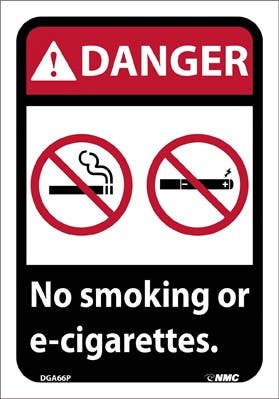 AccuformNMC DGA66 Danger, No Smoking E-Cigarette Sign
