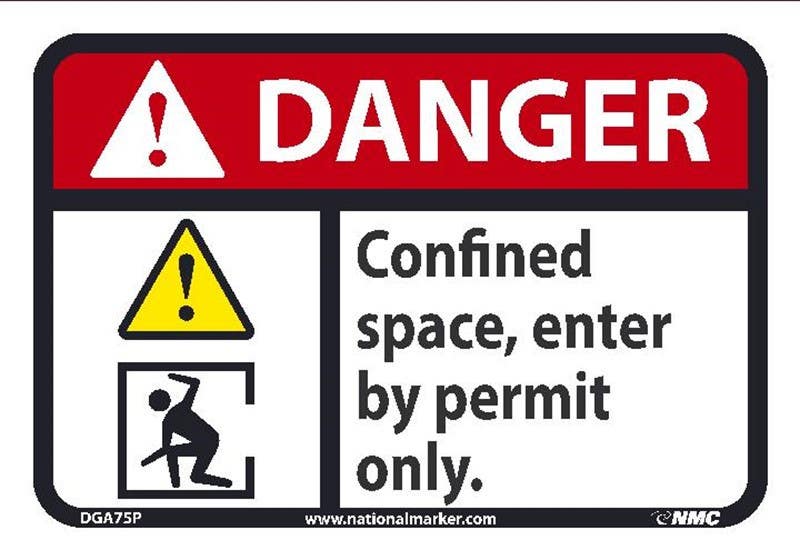 AccuformNMC MRSP ANSI Danger Safety Sign, Confined Space - Enter By Permit Only