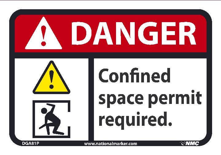 AccuformNMC DGA81 Danger, Confined Space Permit Required Sign