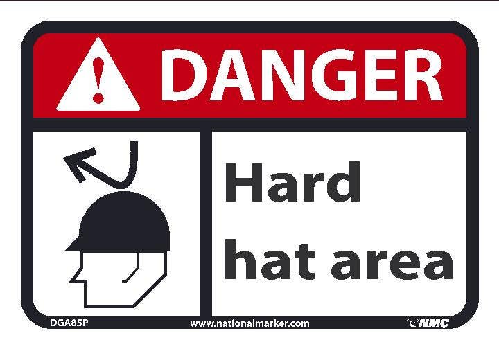 AccuformNMC M ANSI Danger Safety Sign, Hard Hat Area