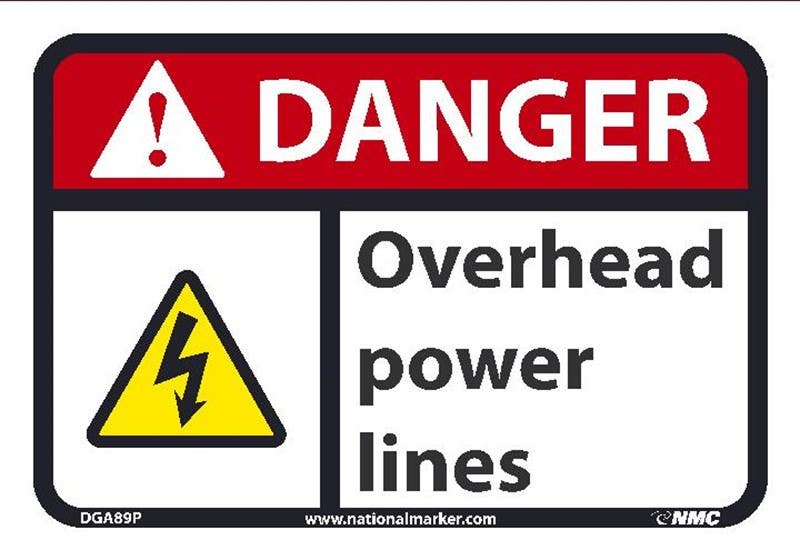 AccuformNMC MELC OSHA Danger Safety Sign, Overhead Power Lines
