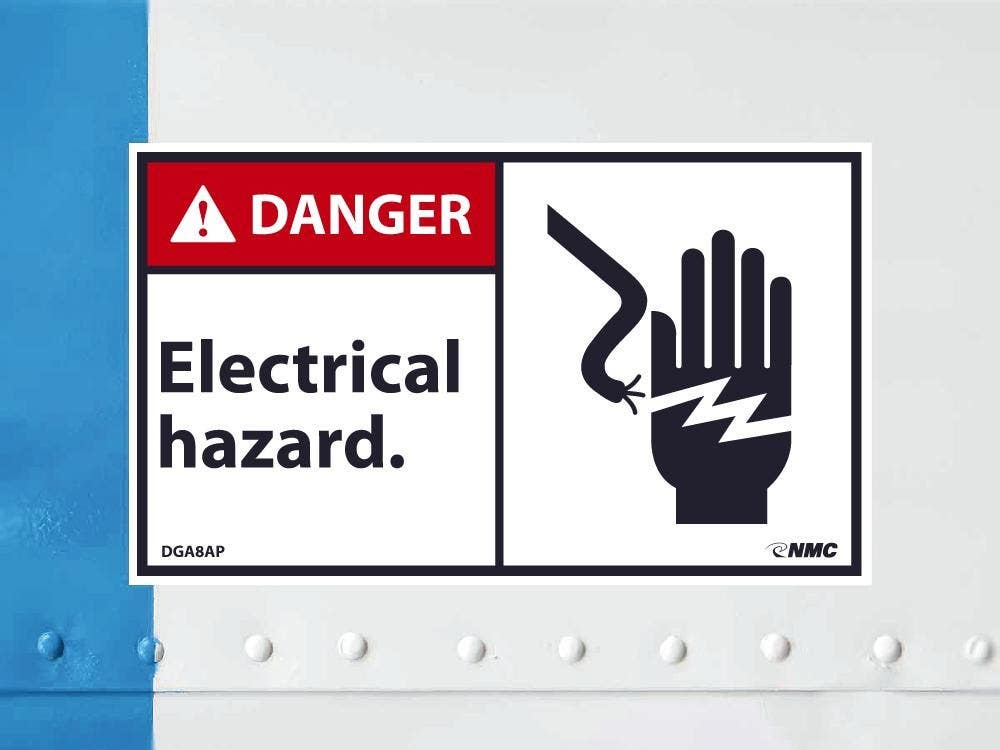 AccuformNMC DGA8AP Danger, Electrical Hazard Label, PS Vinyl, 3" x 5", 5/Pk