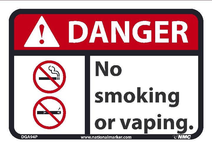 AccuformNMC DGA94 Danger, No Smoking Or Vaping Sign