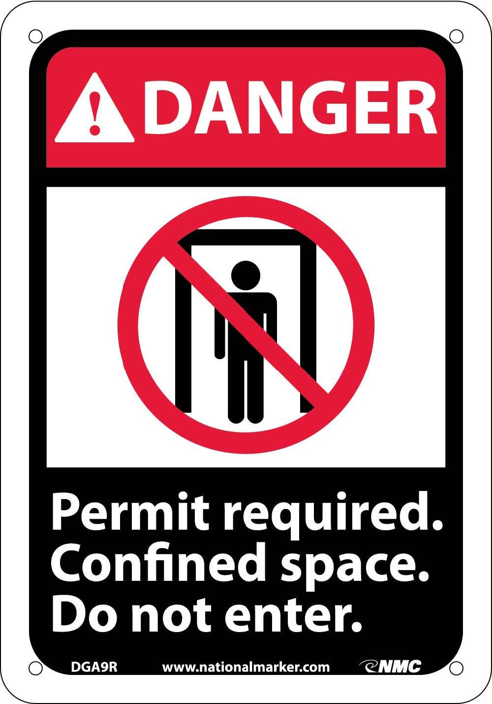 AccuformNMC DGA9 Danger, Permit Required Confined Space Do Not Enter Sign, 14" H x 10" W