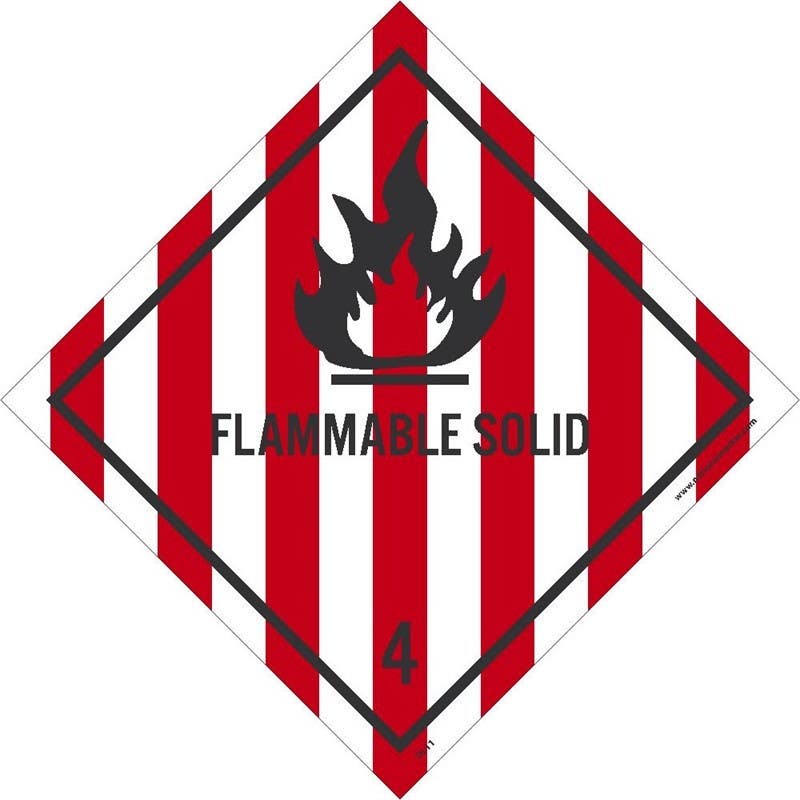 AccuformNMC DL11ALV Dot Shipping Label, Flammable Solid 4, 4" x 4", PS Vinyl .002, 500/Roll