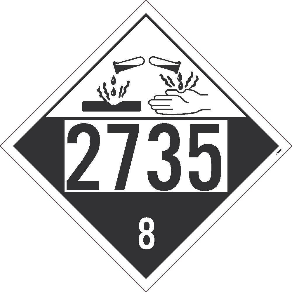 AccuformNMC DL120 Placard Sign, Corrosive 2735 8, 10.75" x 10.75"