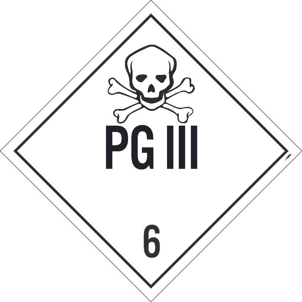 AccuformNMC DL127 Placard Sign, Poison, PG III 6, 10.75" x 10.75"