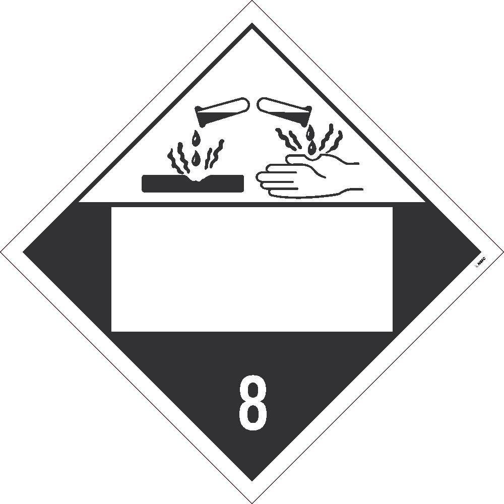AccuformNMC DL12BTB Placard Sign, Corrosive 8, Blank, Card Stock, 10.75" x 10.75"