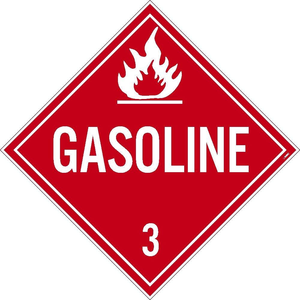 AccuformNMC DL134UV Placard Sign, Gasoline 3, Unrippable Vinyl, 10.75" x 10.75"
