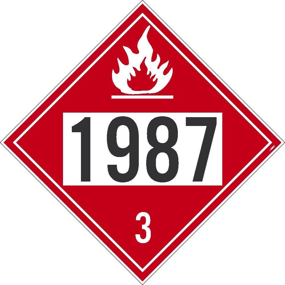 AccuformNMC DL143B Placard Sign, Alcohols, 1987 3, 10.75" x 10.75"