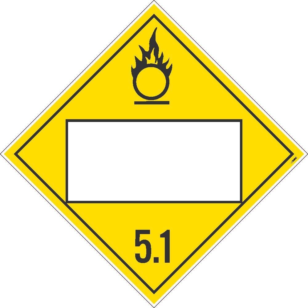 AccuformNMC DL14BTB Placard Sign, Oxidizer 5.1, Blank, Card Stock, 10.75" x 10.75"