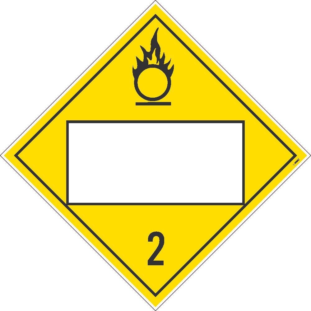 AccuformNMC MPL425 Blank DOT Placard: Hazard Class 2 - Oxygen, 10-3/4" x 10-3/4"