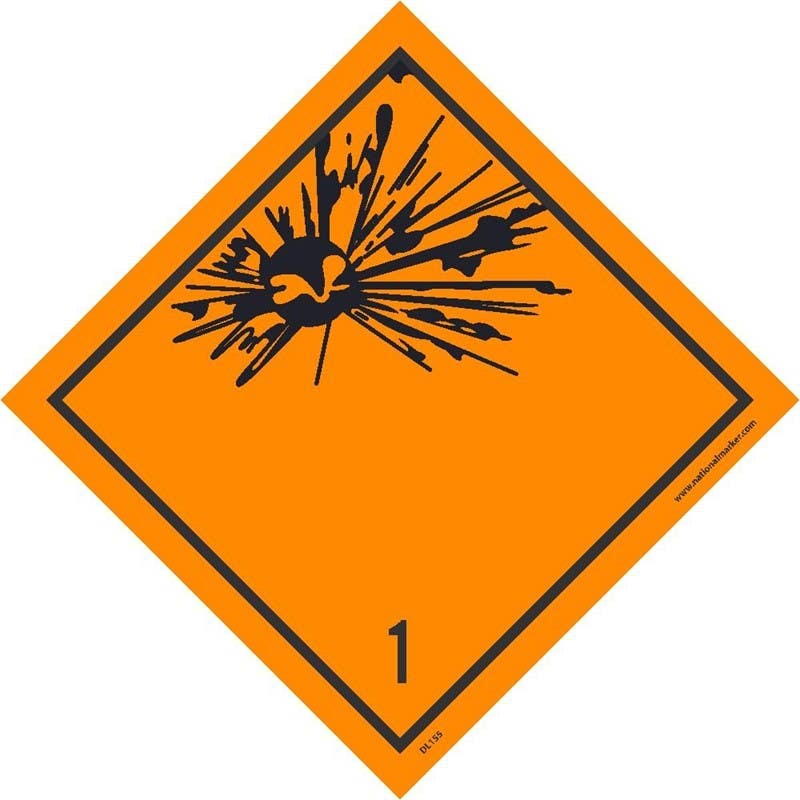 AccuformNMC DL155AP Dot Shipping Labels, Explosive Graphic 1, 4" x 4", Adhesive Backed Vinyl, 25/Pk