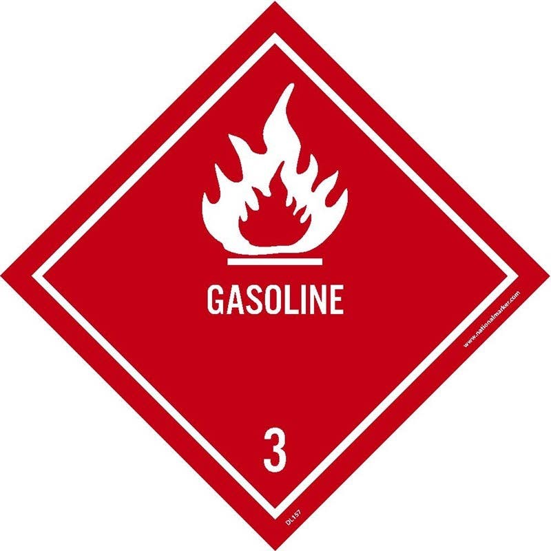 AccuformNMC DL157AP Dot Shipping Labels, Gasoline 3, 4" x 4", Adhesive Backed Vinyl, 25/Pk