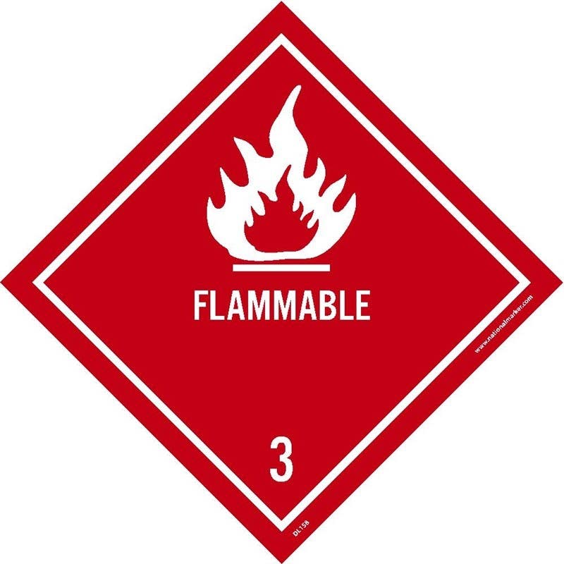 AccuformNMC DL158ALV Dot Shipping Label, Flammable 3, 4" x 4", PS Vinyl, 500/Roll