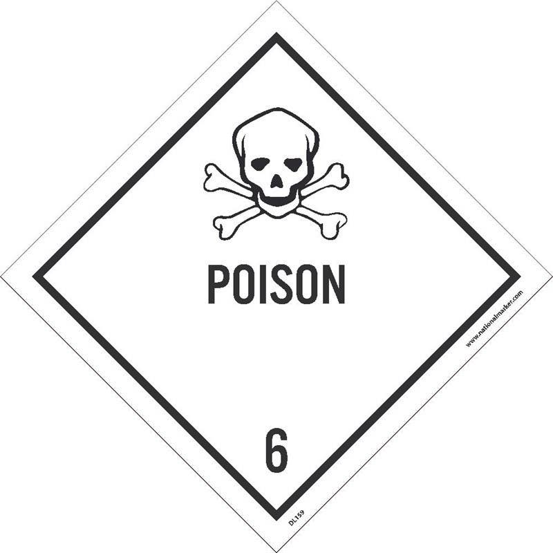 AccuformNMC DL159ALV Dot Shipping Label, Poison 6, 4" x 4", PS Vinyl, 500/Roll