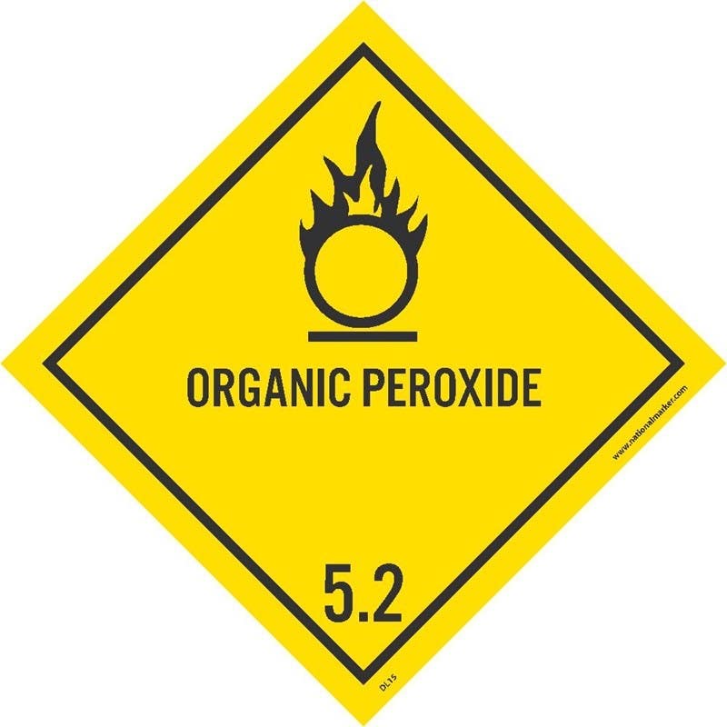 AccuformNMC DL15AP Dot Shipping Labels, Organic Peroxide, 4" x 4", Adhesive Backed Vinyl, 25/Pk