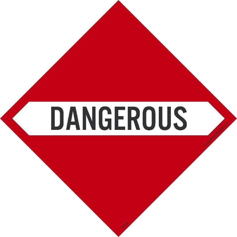 AccuformNMC DL160AP Dot Shipping Labels, Dangerous, 4" x 4", Adhesive Backed Vinyl, 25/Pk