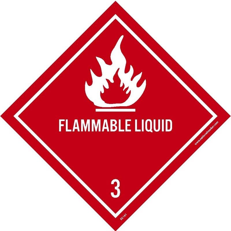 AccuformNMC DL161AL Dot Shipping Labels, Flammable Liquid 3, 4" x 4", PS Paper, 500/Roll