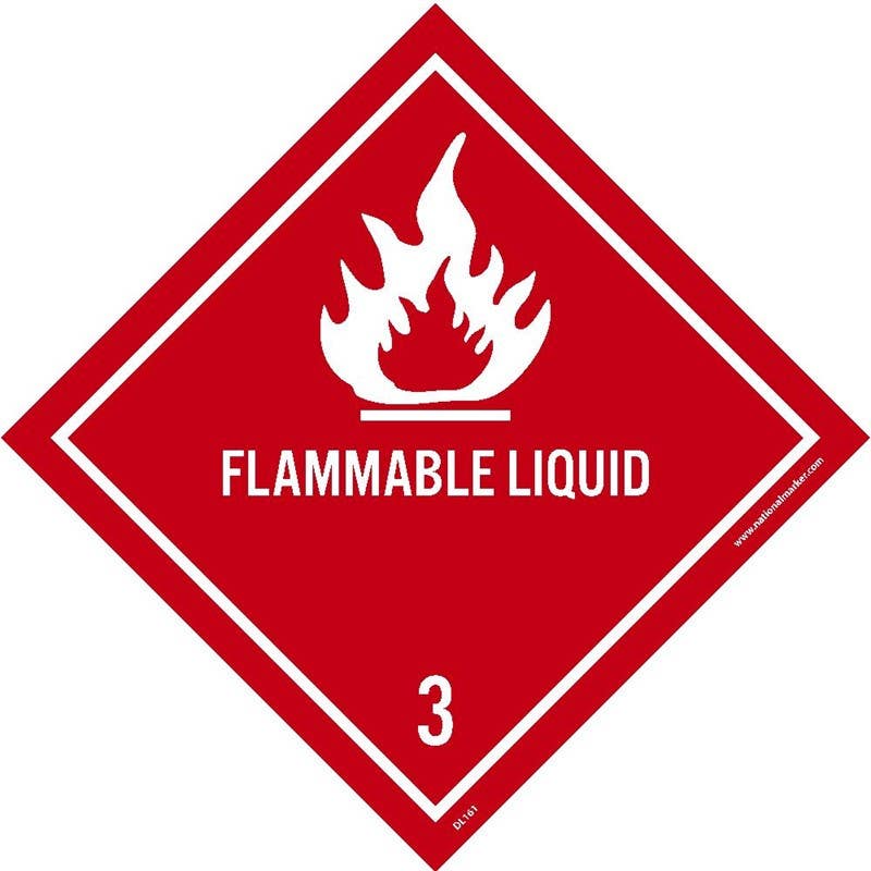 AccuformNMC DL161AP Dot Shipping Labels, Flammable Liquid 3, 4" x 4", Adhesive Backed Vinyl, 25/Pk