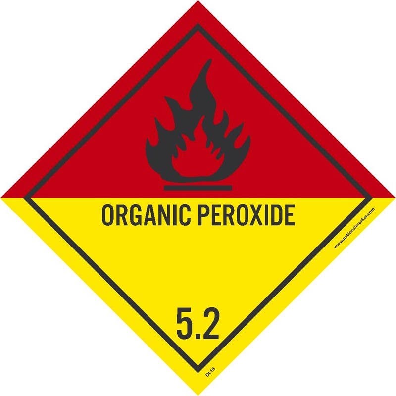 AccuformNMC DL18ALV Dot Shipping Label, Organic Peroxide 5.2, 4" x 4", PS Vinyl, 500/Roll