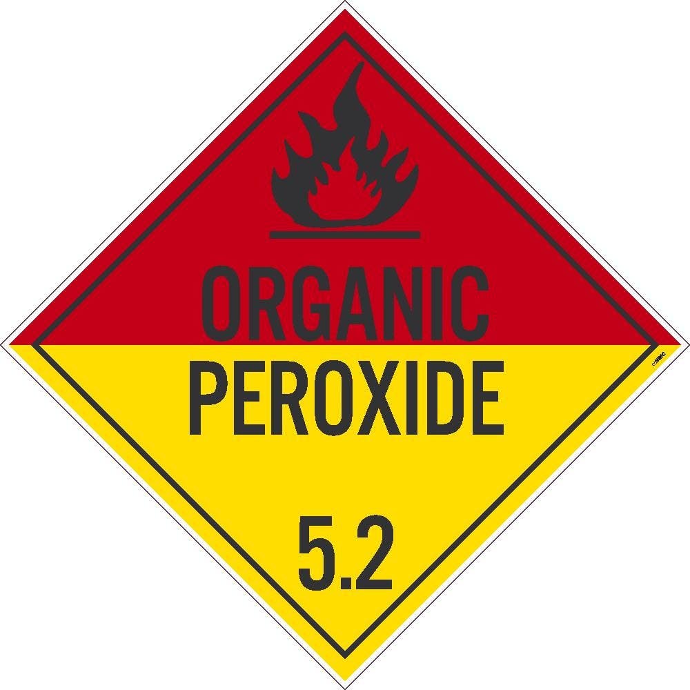 AccuformNMC DL18UV Placard Sign, Organic Peroxide 5.2, Unrippable Vinyl, 10.75" x 10.75"