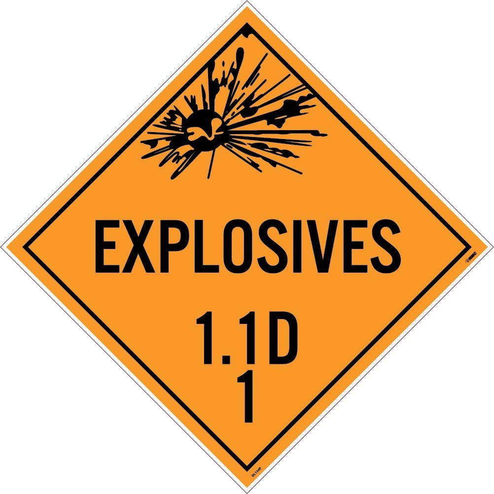 AccuformNMC DL194 Placard Sign, Explosive 1.1D 1, 10.75" x 10.75"