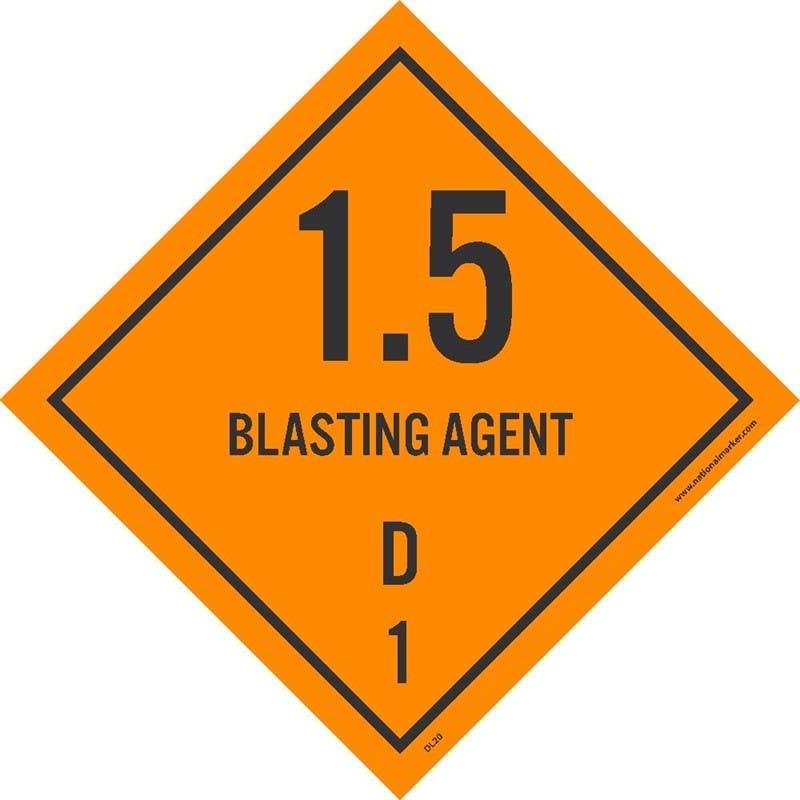AccuformNMC DL20ALV Dot Shipping Label, 1.5 Blasting Agent D, A, 4x4, PS Vinyl, 500/Roll