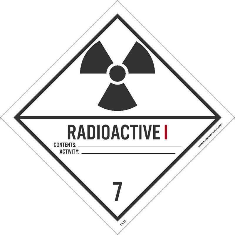 AccuformNMC DL25ALV Dot Shipping Label, Radioactive I, 7, 4" x 4", PS Vinyl 500/Roll