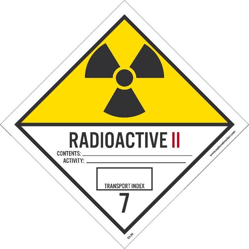 AccuformNMC DL26ALV Dot Shipping Labels, Radioactive II, 4" x 4", PS Paper, 500/Roll