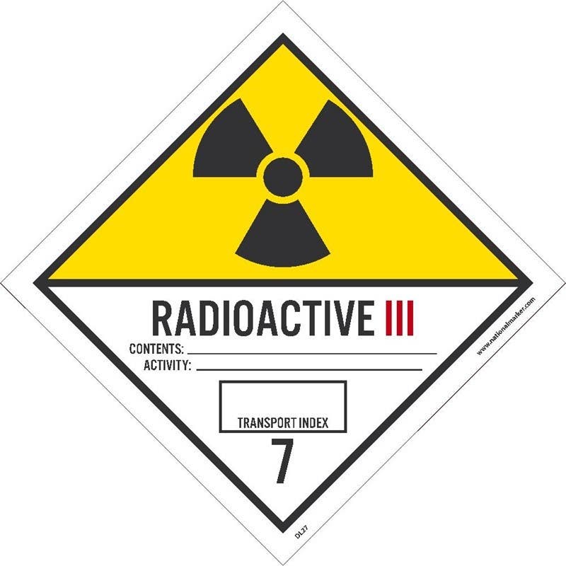 AccuformNMC DL27ALV Dot Shipping Label, Radioactive III, 7, 4" x 4", PS Vinyl 500/Roll