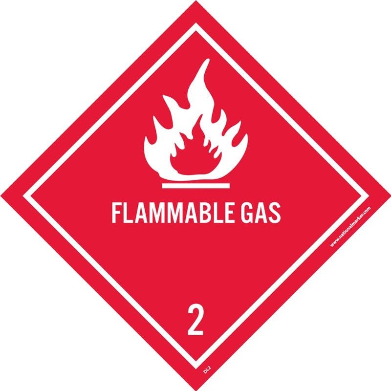 AccuformNMC DL2AP Dot Shipping Labels, Flammable Gas 2, 4" x 4", Adhesive Backed Vinyl, 25/Pk