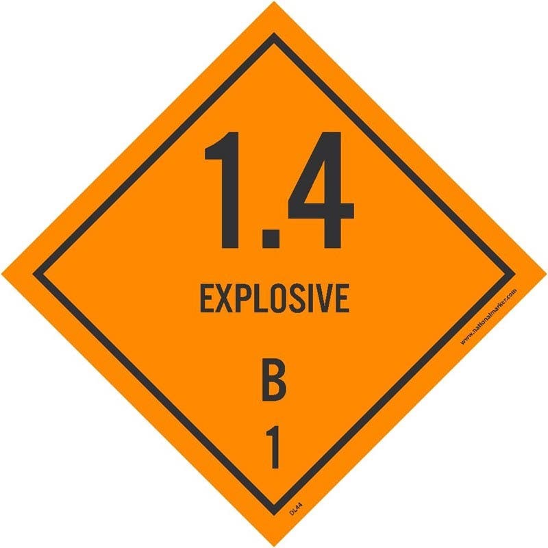 AccuformNMC DL44AP Dot Shipping Labels, 1.4 Explosives B, 4" x 4", Adhesive Backed Vinyl, 25/Pk