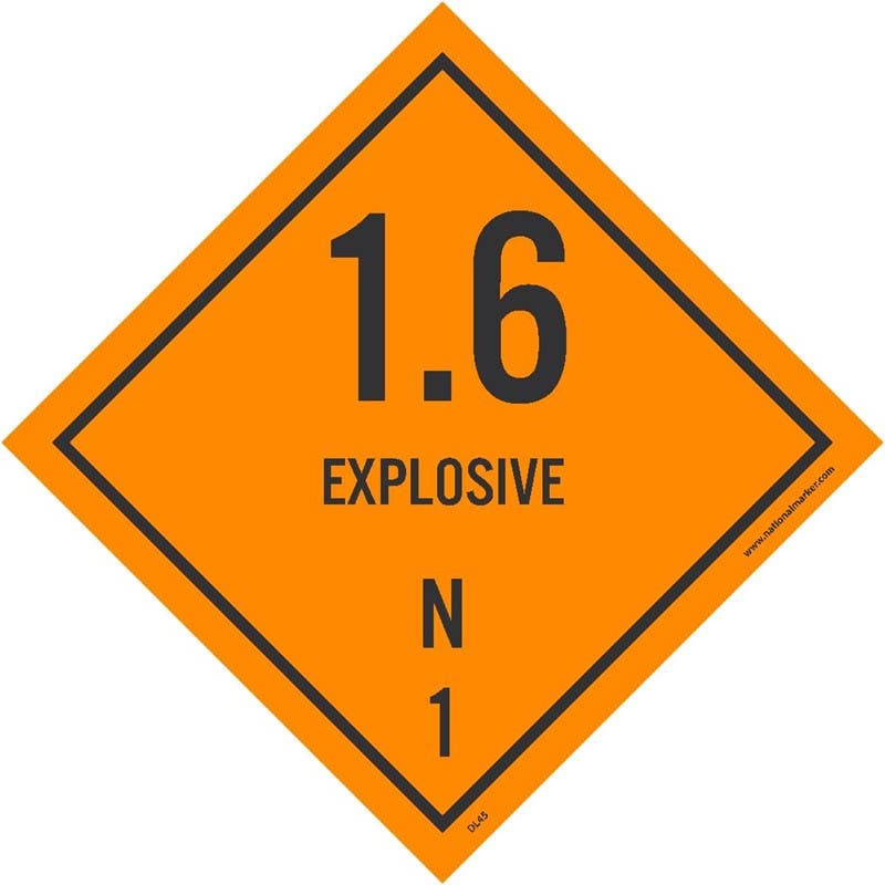 AccuformNMC DL45AP Dot Shipping Labels, 1.6 Explosives, 4" x 4", Adhesive Backed Vinyl, 25/Pk