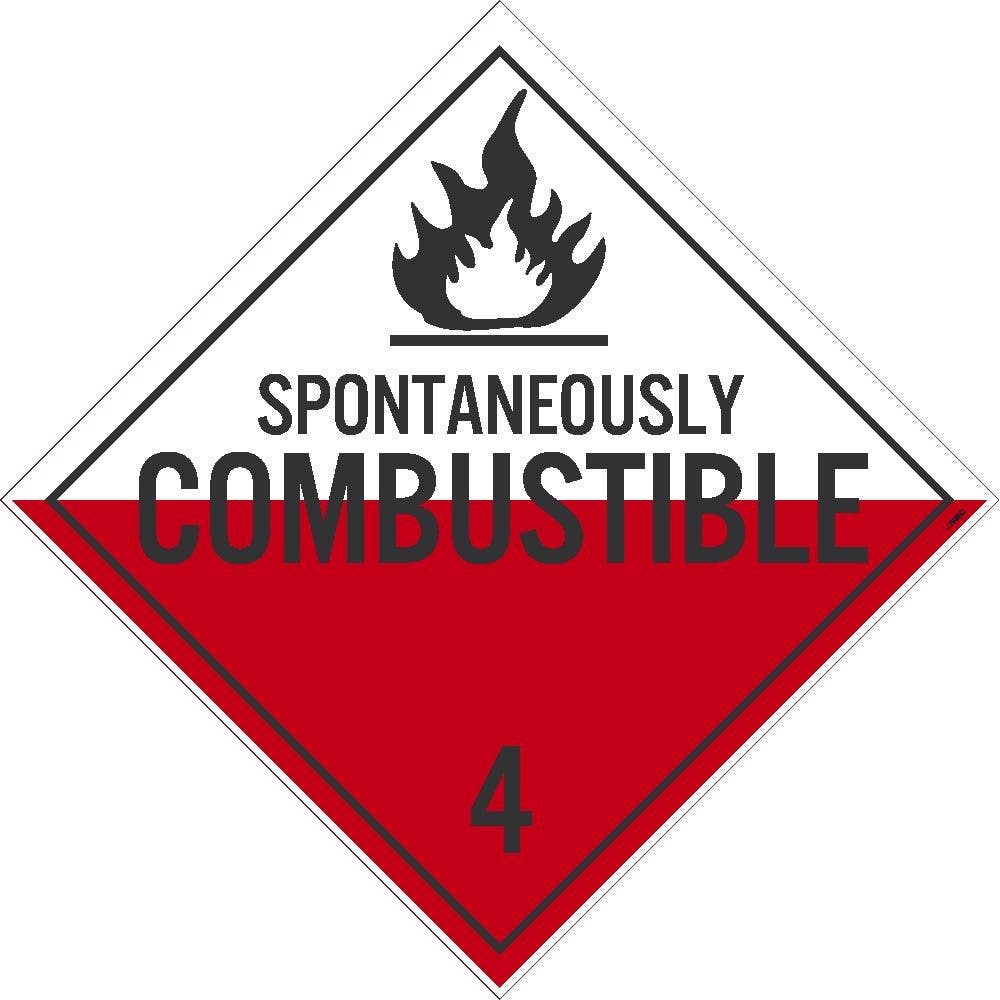 AccuformNMC DL48TB Placard Sign, Spontaneously Combustible 4, Card Stock, 10.75" x 10.75"