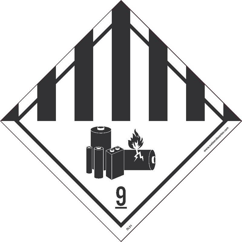 AccuformNMC DL51AL Lithium Ion Battery Dot Shipping Labels, Class 9, 4" x 4", PS Paper, 500/Roll