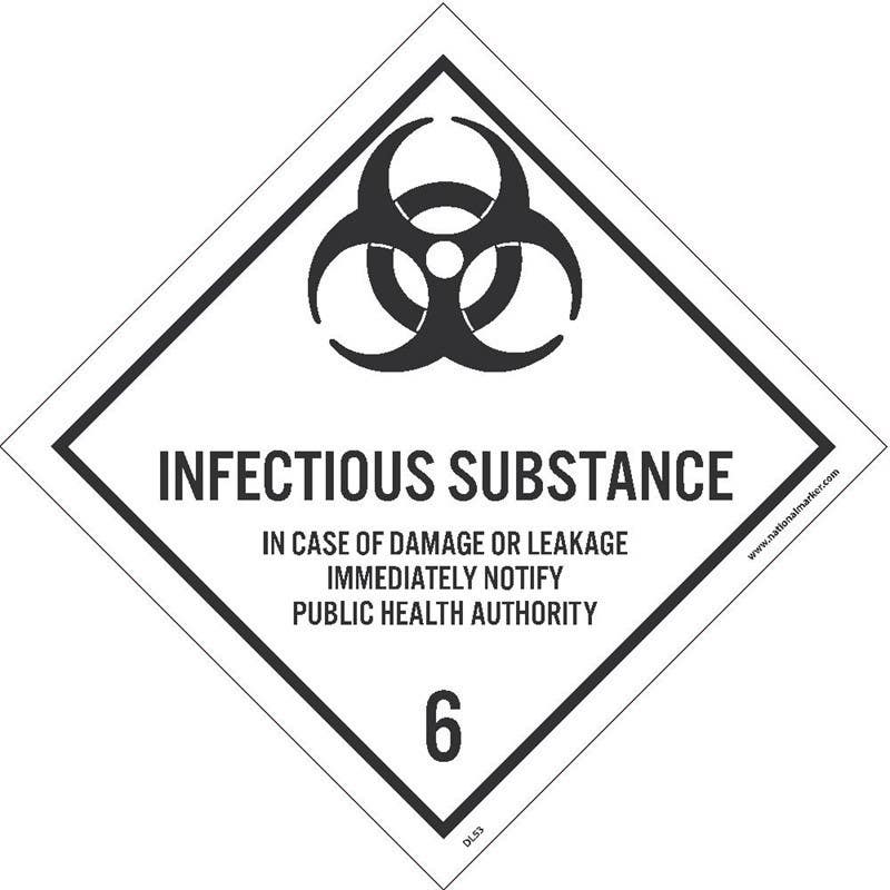 AccuformNMC DL53ALV Dot Shipping Label, Infectious Substance 6, 4" x 4", PS Vinyl, 500/Roll