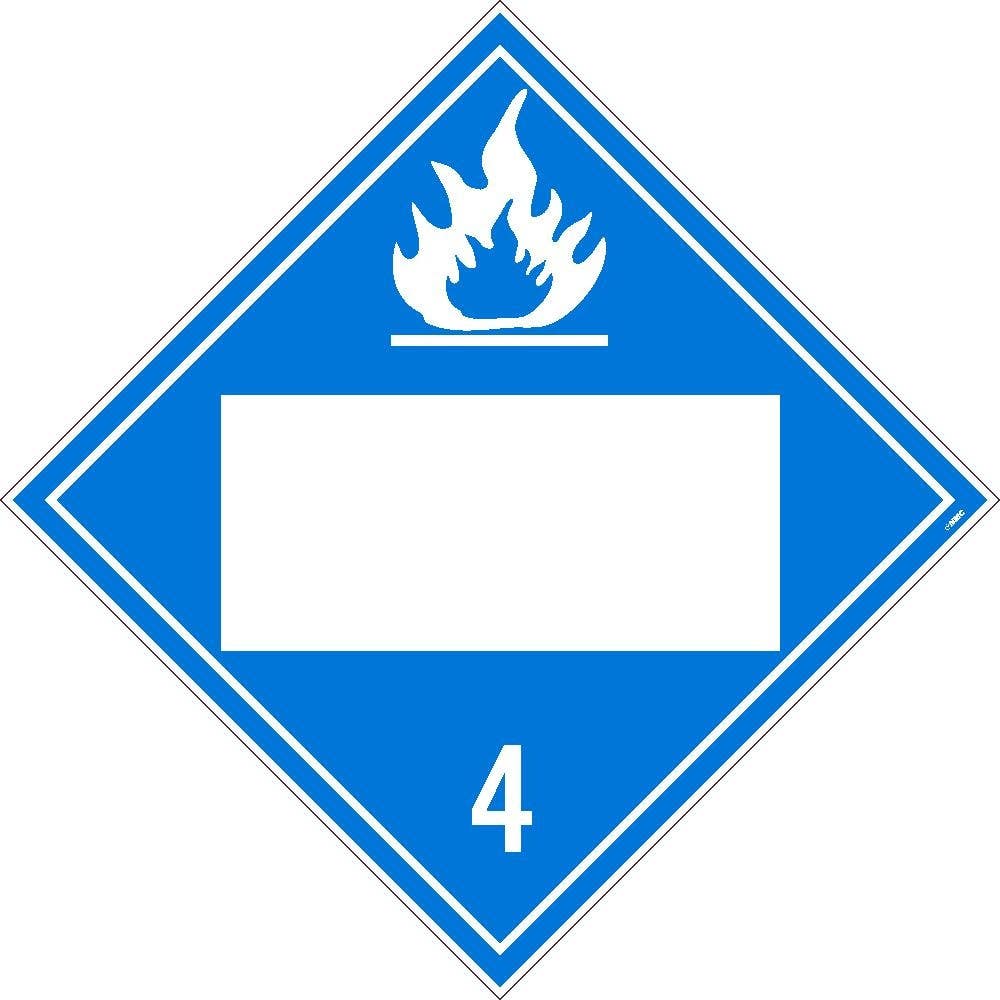 AccuformNMC MPL4DG4B Blank DOT Placard, Hazard Class 4 - Dangerous When Wet