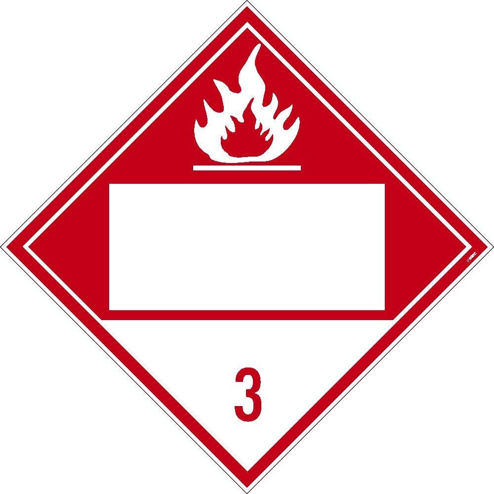 AccuformNMC DL65BTB Placard Sign, Flammable 3, Blank, Card Stock, 10.75" x 10.75"