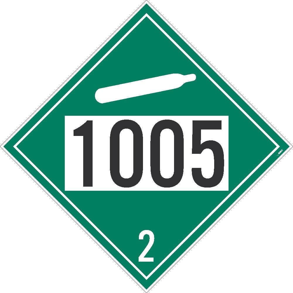 AccuformNMC MPL721 4-Digit DOT Placard, Hazard Class 2 - 1005 (Liquefied Anhydrous Ammonia)