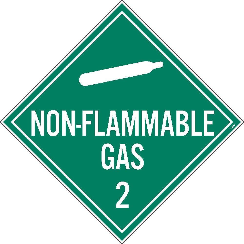 AccuformNMC DL6 Placard Sign, Non Flammable Gas 2, 10.75" x 10.75"
