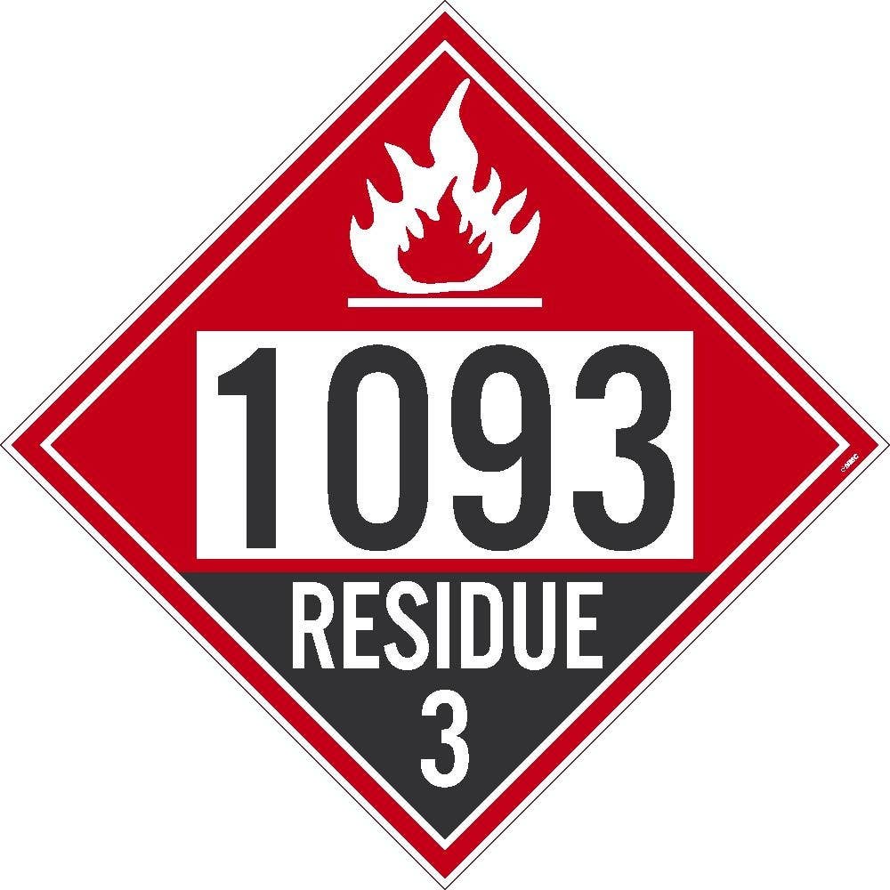 AccuformNMC DL84B Placard Sign, Residue 3 Four Digit 1093, 10.75" x 10.75"